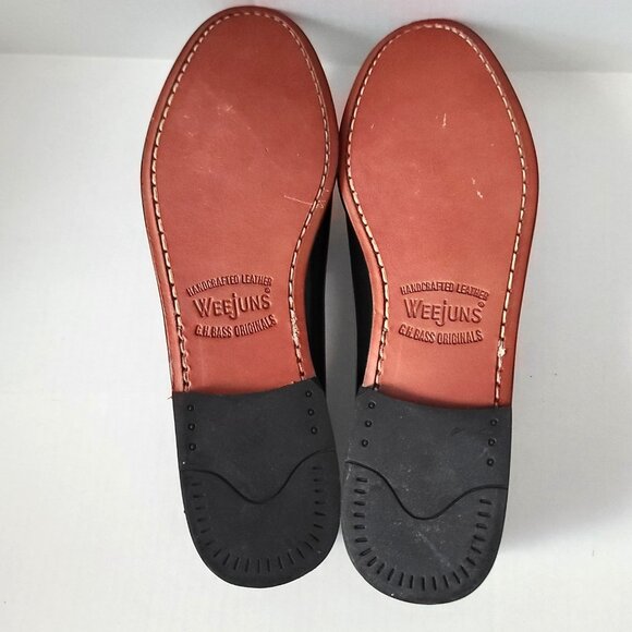 GH Bass Weejuns Whitney Penny Loafers Black White Leather Womens 9 M Preppy NWOB - Picture 3 of 8